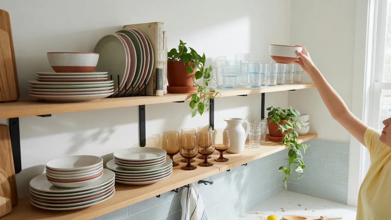 How to Style Open Kitchen Shelves That Look Curated, Not Cluttered