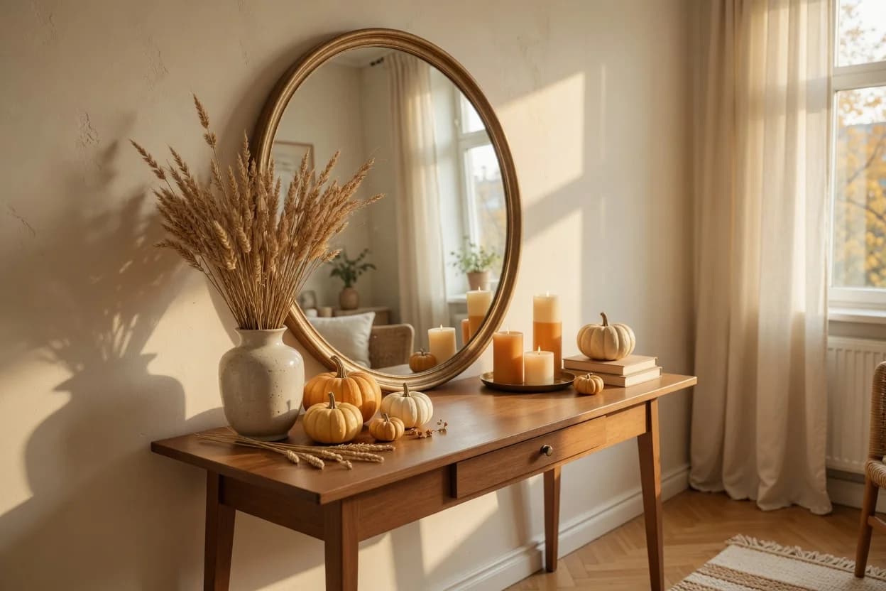 How to Style a Fall Mantel Display Without a Real Mantel