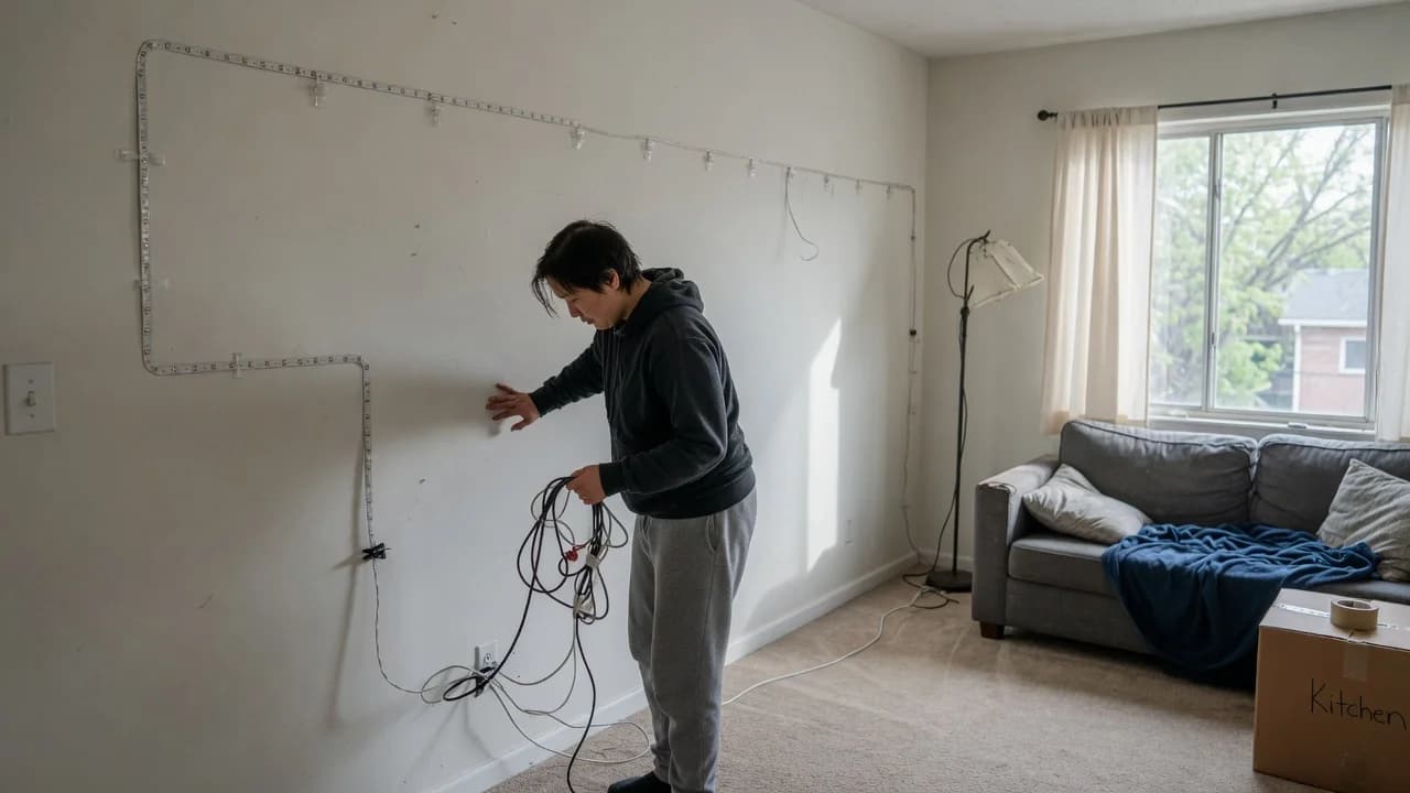 Hide LED Strips and Cords in a Rental Without Wall Damage