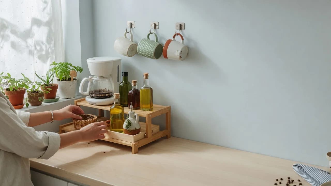 How to Organize a Tiny Rental Kitchen Counter and Keep It Styled