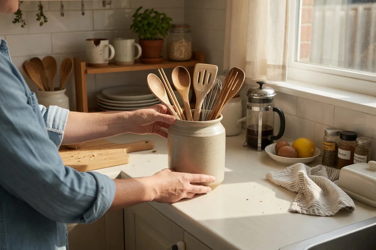 How to Organize a Tiny Rental Kitchen Counter and Keep It Styled