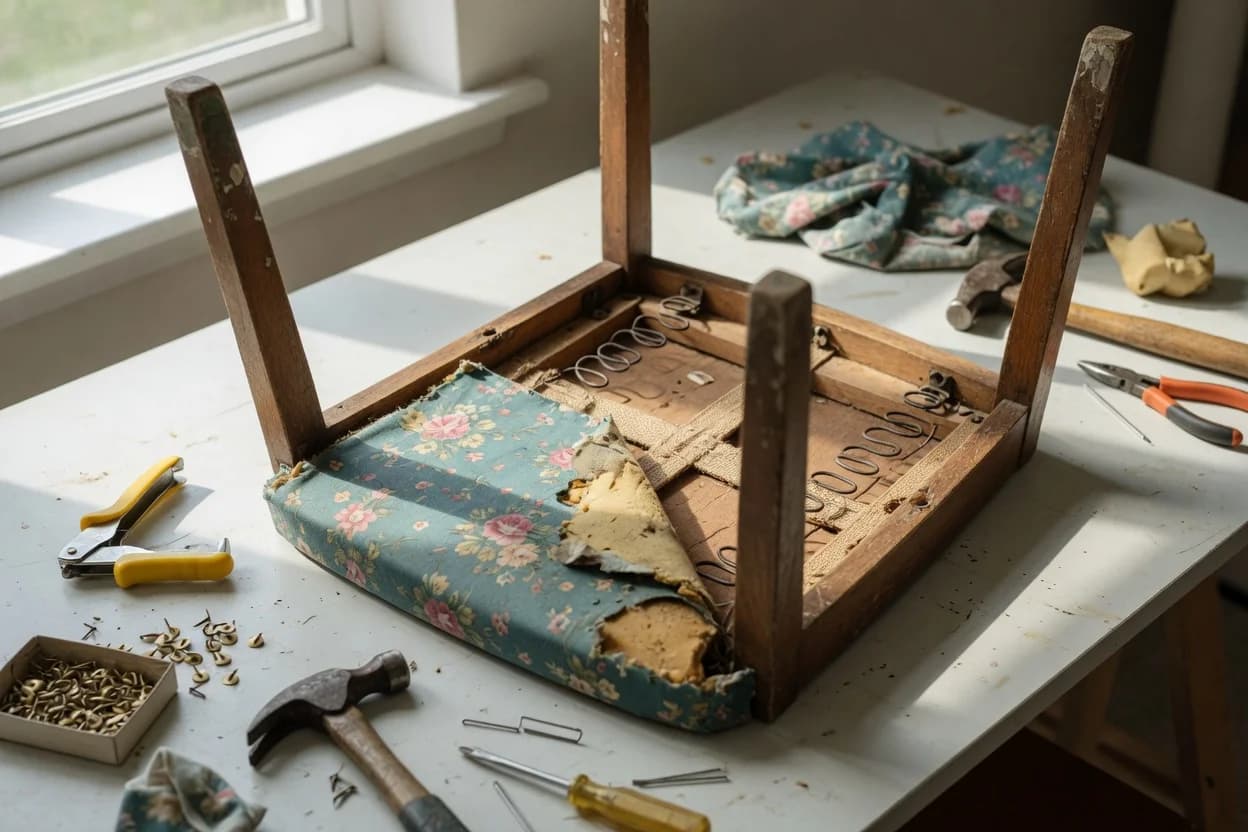 Reupholstering a Thrifted Dining Chair Seat: A Beginner's Guide