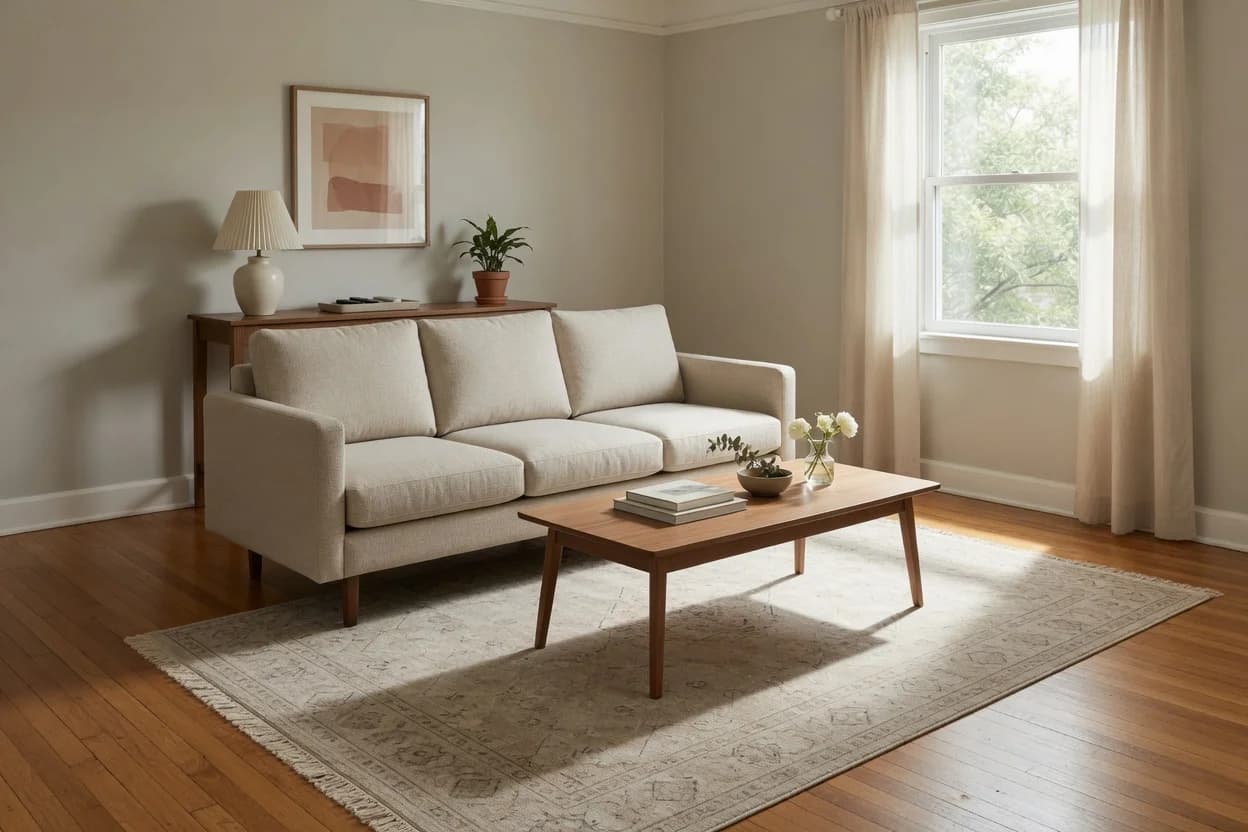 What Size Rug Actually Works Under a Small Apartment Sofa