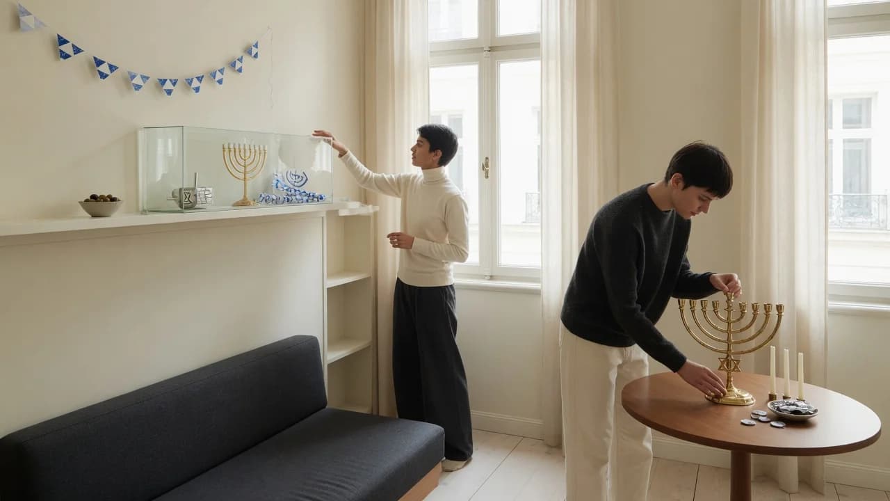 Stylish Hanukkah Decor That Works in a Minimal Apartment