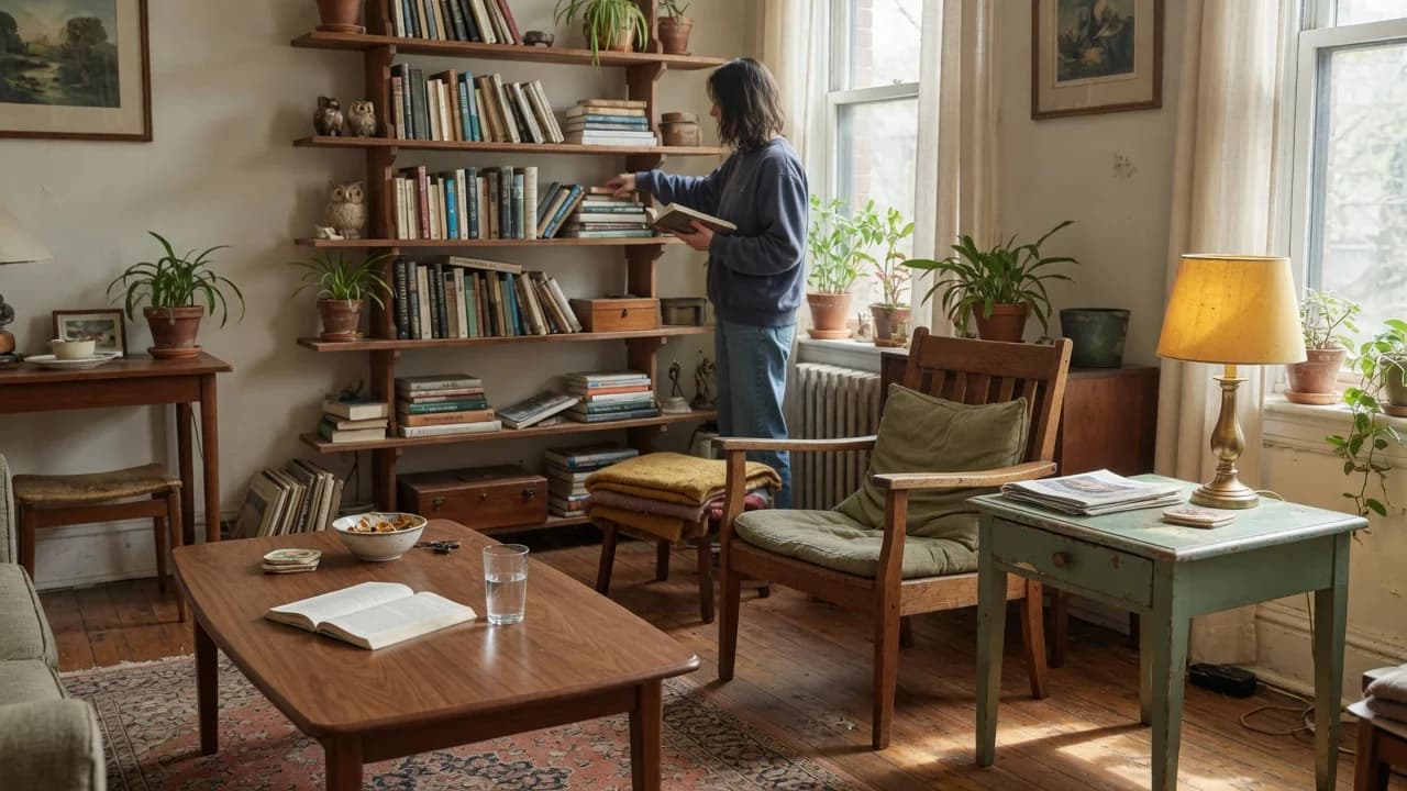 How to Mix Mismatched Thrifted Wood Tones in One Living Room