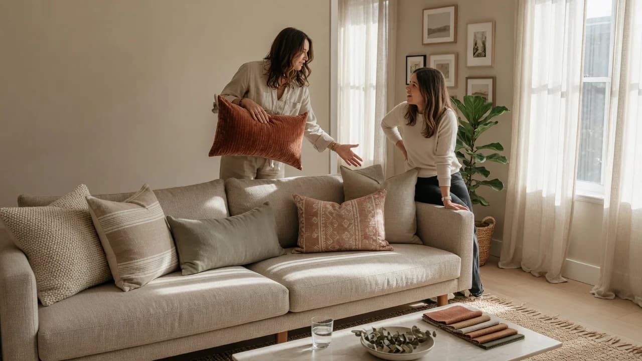 How to Layer Throw Pillows in Different Fabrics Without Clashing