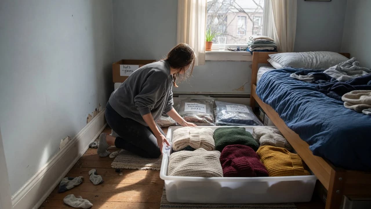 Storing Off-Season Clothes in a Small Bedroom With No Closet