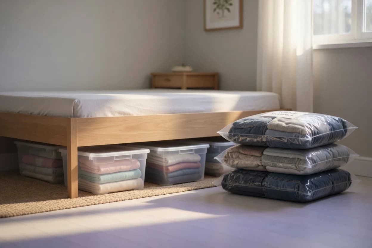 Storing Off-Season Clothes in a Small Bedroom With No Closet
