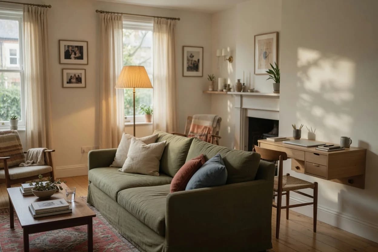 Living Room That Doubles as a Home Office: The Sightline Rule